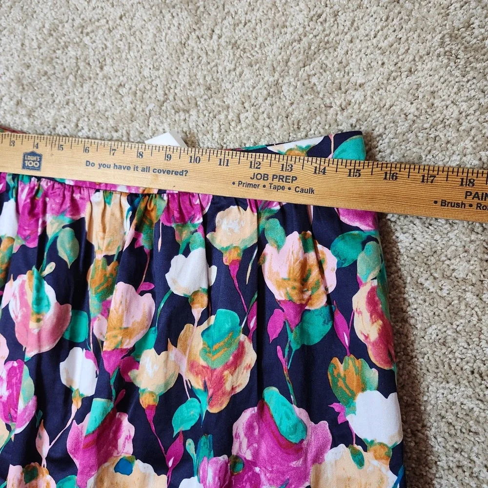 J.Crew Skirt Floral Pink Green Navy Cotton Stretch‎ A-Line 10